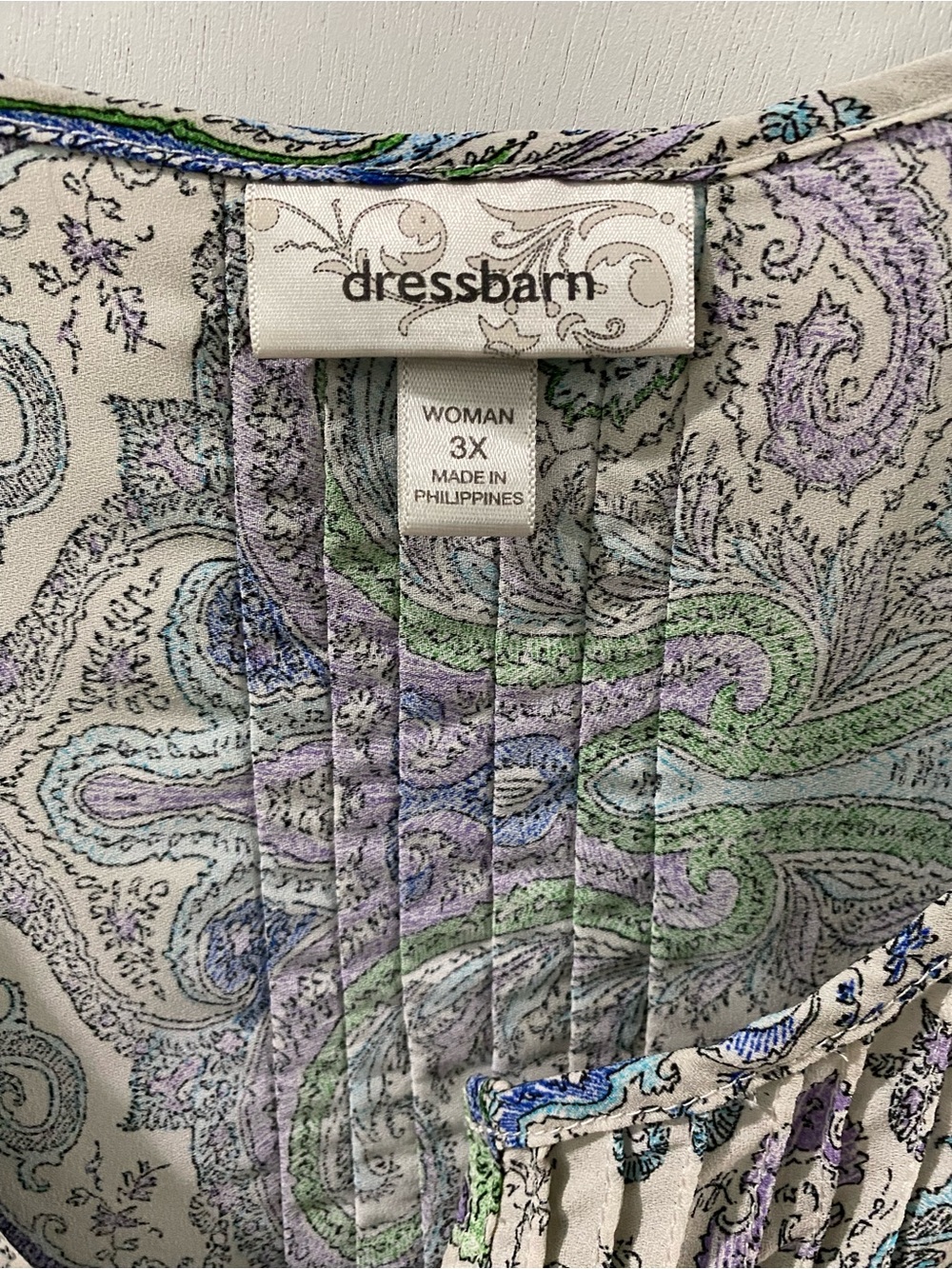 dressbarn Paisley V-Neck Blouse, size 3X - Picture 2 of 4